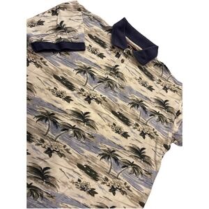 Vintage Boston Traders Polo Shirt Mens Large 90's 80's Tropical Palm Trees